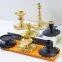 Matte Black Candle Holder Decorative Fan Shape Iron Gold Plate Candle Holder