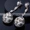 Round Shaped Black White Contrast CZ Stones Dropship Deluxe Hanging Party Earrings