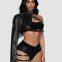 2025 Black Punk Single Shoulder PU Leather Robe Rock Dance Versatile Irregular European and American Independent Station Customized Typing