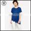 Cheap China Wholesale Clothing Blue Asymetric Hem T- Shirt For Women