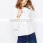 2016 Summer Long Sleeve Ladies Ruffle Neck White Shirt