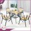 Dining room furniture modern cheap melamine panel wooden 4 seater low dining table designs
