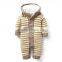 baby boy girl red striped rompers baby long sleeve hooded rompers for winter