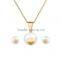 stylish shell pearl with stainless steel gold heart jewerly set