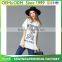 Hot Sale women's V Neck Printed Longline T Shirt Ladies 100% Cotton Printed Tee Shirt