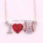 I Love You Silver Crystal Red Heart Basketball Ball Pendant Necklace Jewelry for Girlfriend