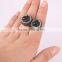 High Quality Sterling Silver 925 Black Druzy Stone Ring, Pave Crystal Jewery Carving Obsidian Buddha Ring