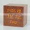 Cube wooden multi-function LED display alarm clock