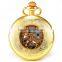 Fashion Skeleton Gold Case Roman Dial Mens Mechanical Pocket Watch