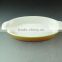 Hot Wholesale oval glazed ceramic bake plate with handles for daily use stock