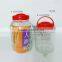 big glass liquid storage bottle with plastic hanging lid