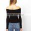 China Factory OEM ODM 2015 New Fashion Customized Off Shoulder Top With Long Sleeves