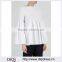 Wholesale Women Apparel Pleated Flared Sleeves White Cotton Blend Top(DQE0363T)