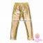 New fashion baby girls gold color PU pants