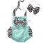 S33498W Kids Baby Girls Sleeveless Striped Bow Romper offer-shoulder straps Jumpsuit