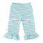 100% Cotton Knit Strip Fabric Single Ruffle Capri Pants