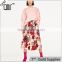 2017 OEM Spring Elegant Flower-printed Circle Skirt with Side Pockets