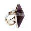 Pyramid Crystal Natural Stone Amethyst Pendant Ring