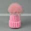 China Supplier Winter Unisex Thicken Knitted Caps With Raccoon Fur Colorful Pompoms Hats