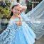 XXLF217 blue handsome hemline organza flowers flower girl dress patterns plain flower girl dress