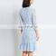 China Manufacturer Pleatd Hem Light Blue Lace Slim Dresses For Women