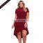 Women's Turtleneck Mesh Insert Ruffled Curvy Short Sleeve Plus Size Dresses