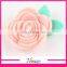 stock 30 colors 4cm handmade flower with leaves girls fabric flower clip