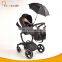 3 in 1 high landscape PU leather baby stroller with umbrella