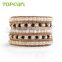 Topearl Jewelry Freshwater Pearl Faceted Black Crystal Pearl Woven Fashion Leather Bracelet CLL130