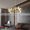 Modern LED Chandelier Copper Glass Luxury Pendant Lamp Simple Living Room Bedroom Ceiling Hanging Light