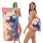 Foldable printed beach towel and bath towel integrated bag for storage