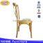 Popular metal iron PU leather seat straw cross back chair stacking in dining chairs