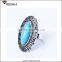 Caroline Fashion Antique Silver Oval Mens Turquoise Rings