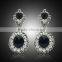 2016 Latest Style Black Crystal Silver Tone Oval Drop Earrings DRJ0586