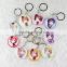 wholesale hot sale custom mini funny keychain Q edition cos cartoons design acrylic key chain with metal ring
