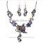 Fashion Vintage Butterfly Jewelry Sets Shining Crystal Choker Necklaces Earrings