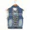 Guangzhou OEM supplier blue short sleeve ripped ladies jeans top design                        
                                                Quality Choice