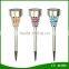 Colorful Stainless Steel Mosaic Glass LED Solar Light Garden Stake Yard Lawn Lamp