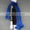 Royal Blue new design lady's wool cashmere cape with raccoon fur trim