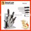 3pcs Ceramic Kitchen knives set with wooden handle plus a ceramic peeler in acrylic knife stand