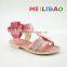 Flower Printed Female Flat Sandals with PU Leather