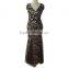 New design gold sequins with black mesh ladies dress wholesale women evening dresses