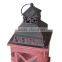Red color wood lantern cross frame iron top