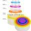 Rainbow Food Storage, 6pcs plastic food container, round Storage Box.