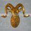 Hiagh quality crafts life fiberglass golden sheep head wall hanging statues for home decor