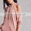 Super Soft High Quality Flench Terry Knit Hoodies Sexy New Fashion One Shoulder Design Solid Blank Oversized Hoodie With Pocket