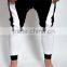 High Quality Premium Cotton Blend black white fashion slim fit skinny drop crotch joggers with side gold zipper custom men bulk