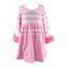 2017 New Valentine's Pear Dress Red Pink Strip Long Sleeves Icing Ruffle Dress Baby Frock for 2 Year Old Baby Dress Cutting