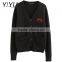 High quality winter knit cardigan sweater fashion black thick school uniform