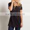 High Quality Cotton&rayon Solid Black Short Sleeve Fashion Maternity Top